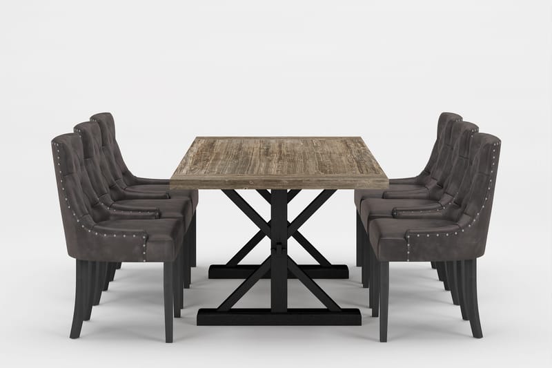 Lyon Premium Förlängningsbar Matgrupp 200-290 cm + 6 Tuva St - Brun/Svart - Möbler - Matplats - Matgrupp & matbord med stolar