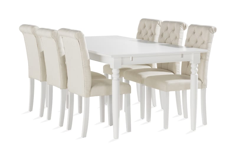 MACKAY Matbord 190 cm Vit + 6 LYBERGET Stolar - Möbler - Matplats - Matgrupp & matbord med stolar