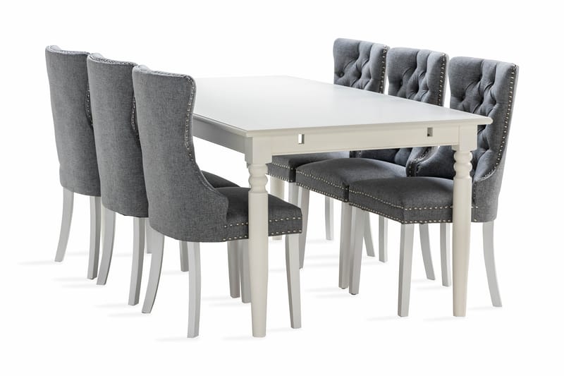 MACKAY Matbord 190 cm Vit + 6 VALSTORP Stolar - Möbler - Matplats - Matgrupp & matbord med stolar