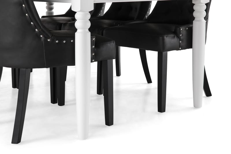 MACKAY Matbord 190 Vit + 6 CARMINE Fåtölj Svart - Matgrupp & matbord med stolar