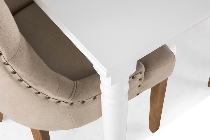 MACKAY Matbord 190 Vit + 6 COLFAX Fåtölj Beige - Matgrupp & matbord med stolar
