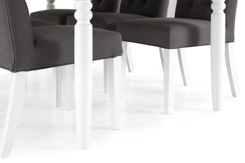 MACKAY Matbord 190 Vit + 6 JENCA Stol Grå/Vit - Matgrupp & matbord med stolar