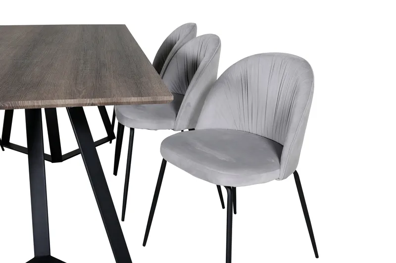 Malvina Matgrupp 180 cm inkl 6 Foyos Stolar - Grå/Svart - Möbler - Matplats - Matgrupp & matbord med stolar