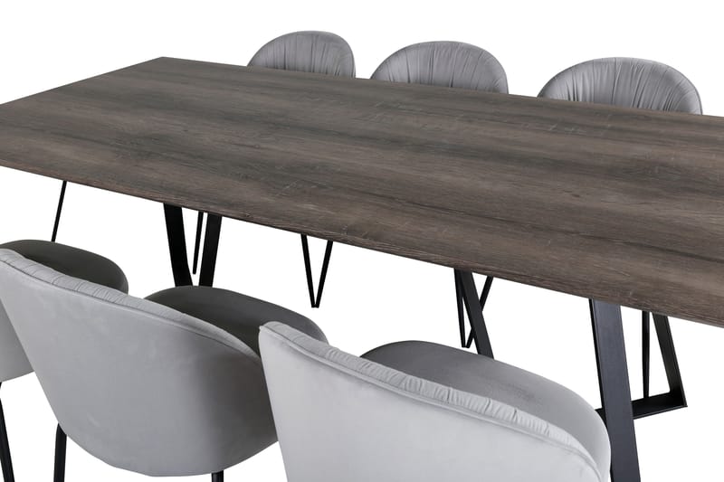 Malvina Matgrupp 180 cm inkl 6 Foyos Stolar - Grå/Svart - Möbler - Matplats - Matgrupp & matbord med stolar