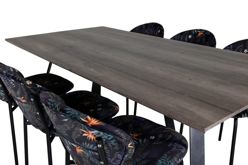 Malvina Matgrupp 180 cm inkl 6 Moncoll Stolar - Grå/Svart/Blå - Möbler - Matplats - Matgrupp & matbord med stolar