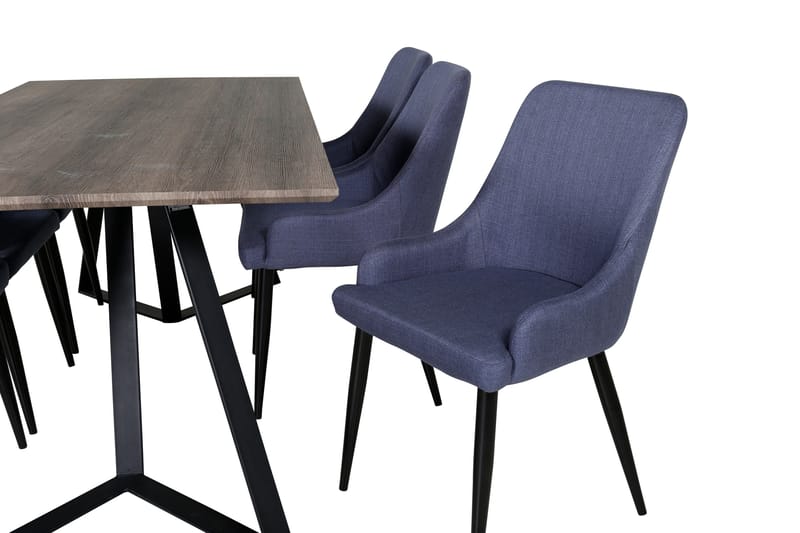 Malvina Matgrupp 180 cm inkl 6 Ridones Stolar - Grå/Svart/Blå - Möbler - Matplats - Matgrupp & matbord med stolar