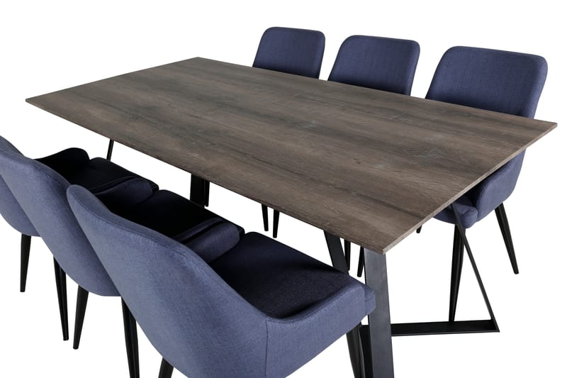 Malvina Matgrupp 180 cm inkl 6 Ridones Stolar - Grå/Svart/Blå - Möbler - Matplats - Matgrupp & matbord med stolar