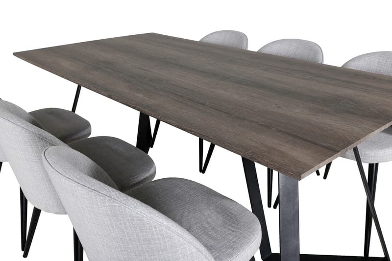 Malvina Matgrupp 180 cm inkl 6 Sedavi Stolar - Grå/Svart - Möbler - Matplats - Matgrupp & matbord med stolar