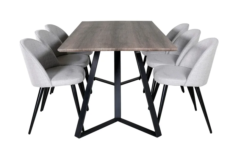 Malvina Matgrupp 180 cm inkl 6 Sedavi Stolar - Grå/Svart - Möbler - Matplats - Matgrupp & matbord med stolar