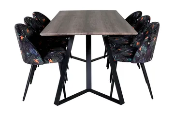 Malvina Matgrupp 180 cm inkl 6 Sedavi Stolar - Grå/Svart/Blå - Möbler - Matplats - Matgrupp & matbord med stolar