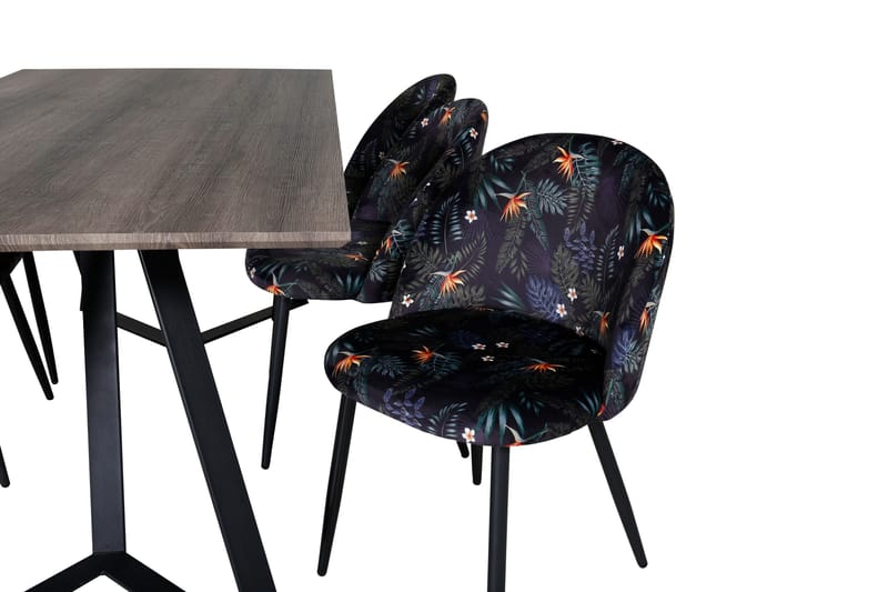 Malvina Matgrupp 180 cm inkl 6 Sedavi Stolar - Grå/Svart/Blå - Möbler - Matplats - Matgrupp & matbord med stolar