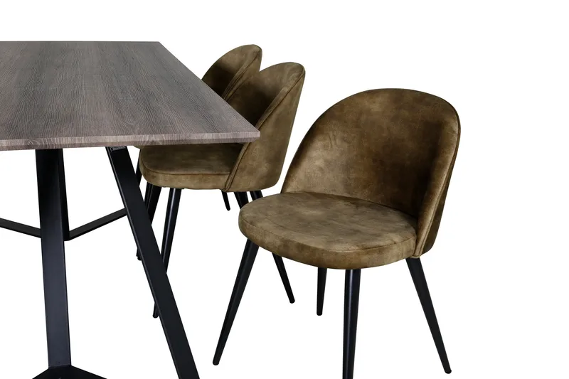 Malvina Matgrupp 180 cm inkl 6 Sedavi Stolar - Grå/Svart/Mässing - Möbler - Matplats - Matgrupp & matbord med stolar