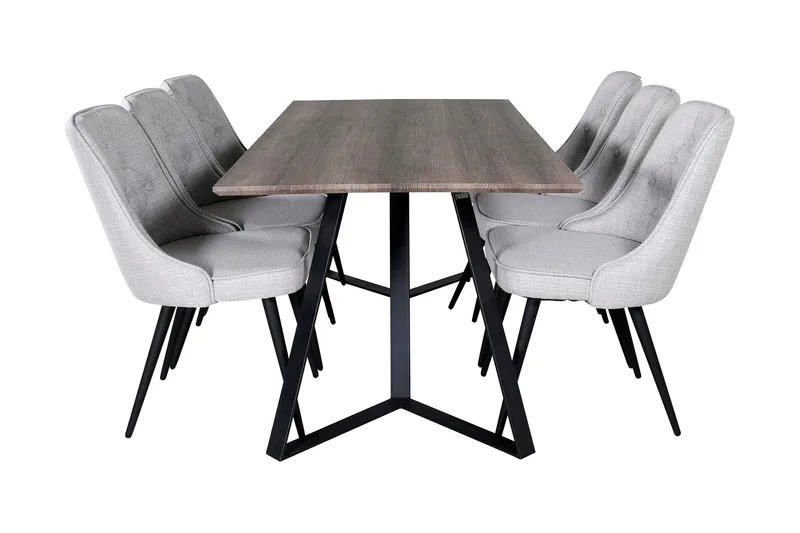 Malvina Matgrupp 180 cm inkl 6 Valera Stolar - Grå/Svart - Möbler - Matplats - Matgrupp & matbord med stolar