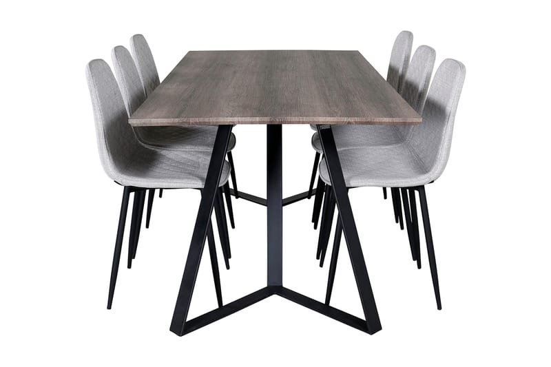 Malvina Matgrupp 180 cm inkl 6 Ypas Stolar - Grå/Svart - Möbler - Matplats - Matgrupp & matbord med stolar