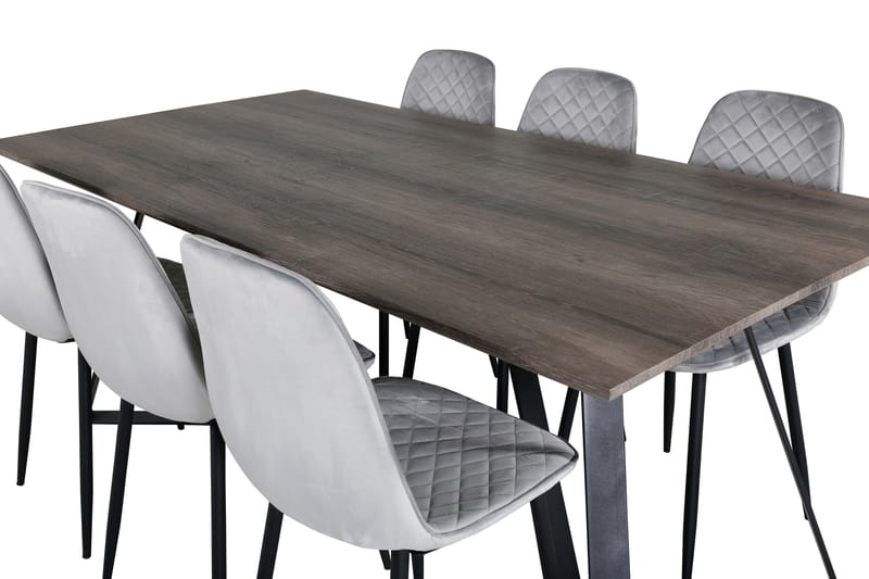 Malvina Matgrupp 180 cm inkl 6 Ypas Stolar - Grå/Svart - Möbler - Matplats - Matgrupp & matbord med stolar