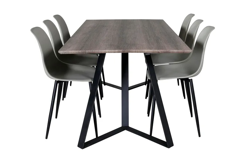 Malvina Matgrupp 180 cm inkl 6 Ypas Stolar - Grå/Svart - Möbler - Matplats - Matgrupp & matbord med stolar