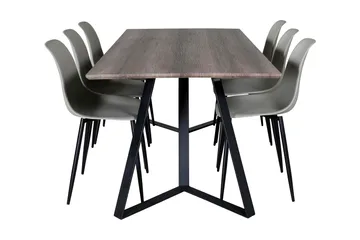 Malvina Matgrupp 180 cm inkl 6 Ypas Stolar - Grå/Svart - Möbler - Matplats - Matgrupp & matbord med stolar