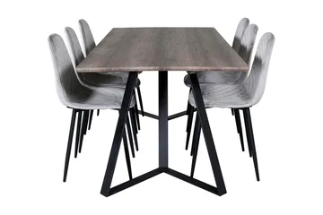 Malvina Matgrupp 180 cm inkl 6 Ypas Stolar - Grå/Svart - Möbler - Matplats - Matgrupp & matbord med stolar