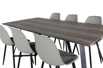Malvina Matgrupp 180 cm inkl 6 Ypas Stolar - Grå/Svart - Möbler - Matplats - Matgrupp & matbord med stolar