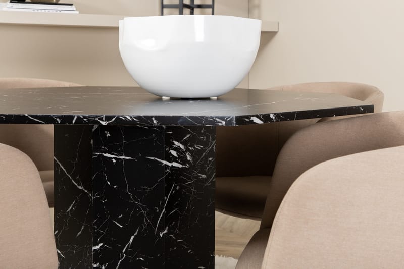 Marbs Matgrupp 110 cm Rund inkl 4 Berita Stolar - Svart/Beige - Möbler - Matplats - Matgrupp & matbord med stolar