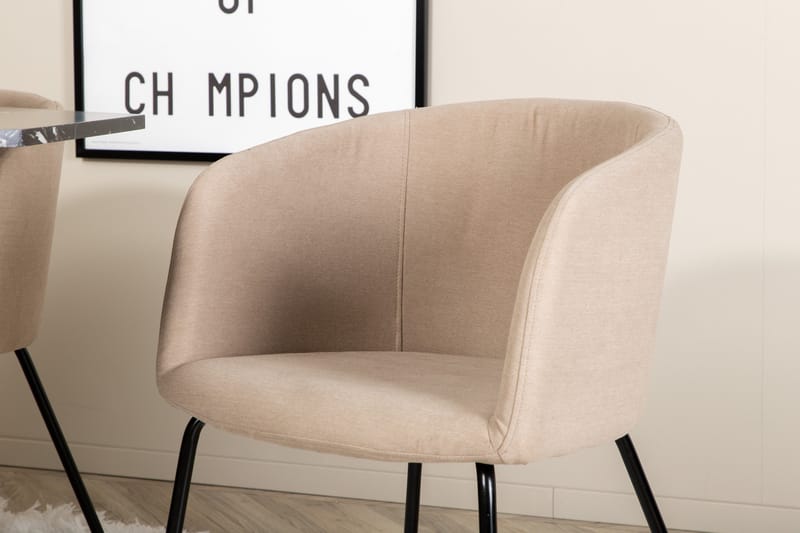Marbs Matgrupp 110 cm Rund inkl 4 Berita Stolar - Svart/Beige - Möbler - Matplats - Matgrupp & matbord med stolar