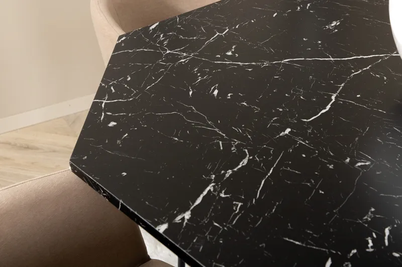 Marbs Matgrupp 110 cm Rund inkl 4 Berita Stolar - Svart/Beige - Möbler - Matplats - Matgrupp & matbord med stolar