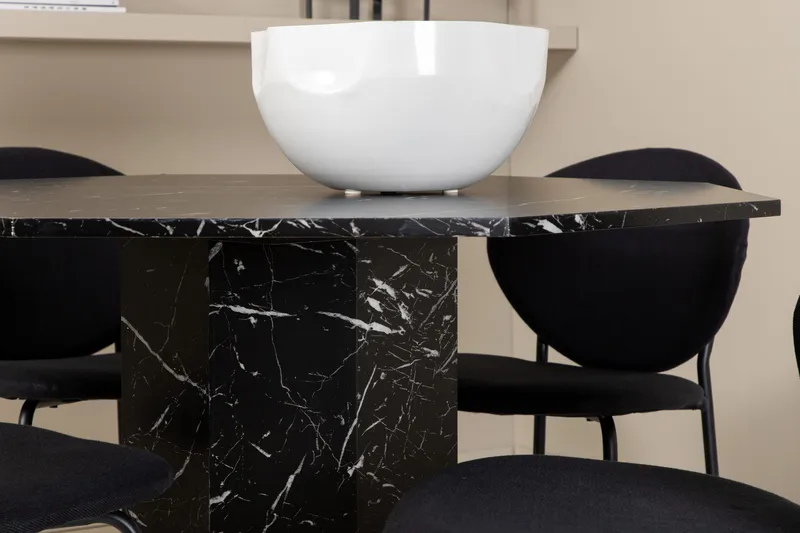 Marbs Matgrupp 110 cm Rund inkl 4 Moncoll Stolar - Svart - Möbler - Matplats - Matgrupp & matbord med stolar