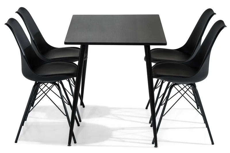 Marcelen Matgrupp 120 cm med 4 Nibe Stol - Brun/Svart - Möbler - Matplats - Matgrupp & matbord med stolar