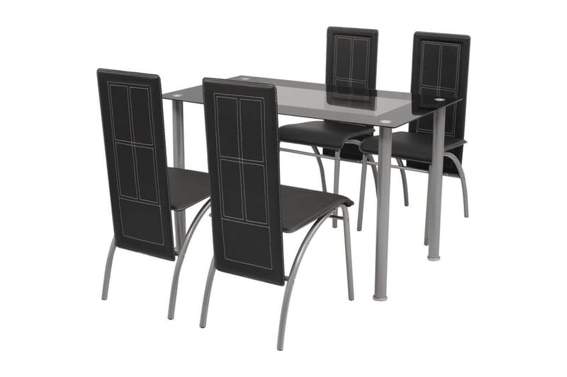 Matbord och stolar 5 delar svart - Svart - Matgrupp & matbord med stolar