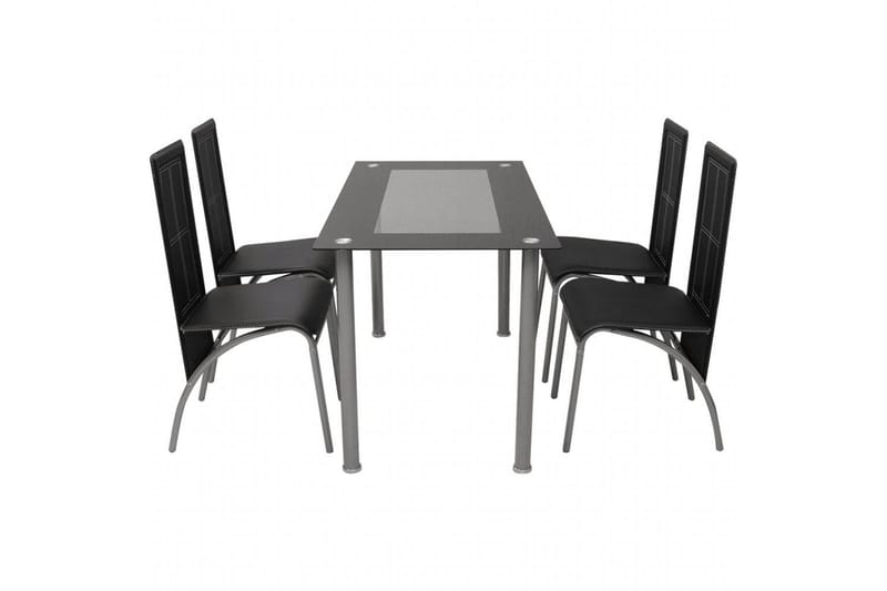 Matbord och stolar 5 delar svart - Svart - Möbler - Matplats - Matgrupp & matbord med stolar