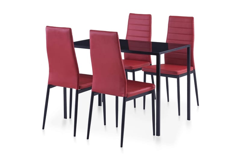 Matbord och stolar 5 delar vinröd - Röd - Möbler - Matplats - Matgrupp & matbord med stolar