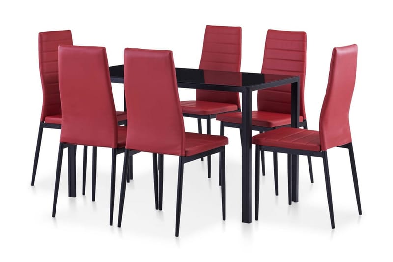 Matbord och stolar 7 delar vinröd - Röd - Möbler - Matplats - Matgrupp & matbord med stolar