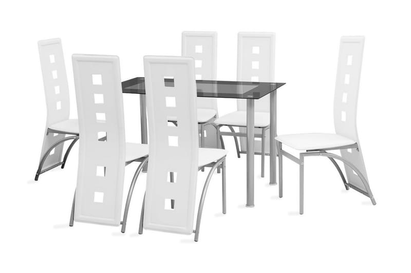 Matbord och stolar 7 delar vit - Flerfärgad - Matgrupp & matbord med stolar