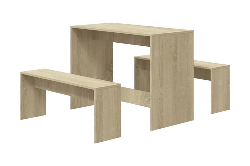 Matgrupp 3 delar sonoma-ek spånskiva - Brun - Matgrupp & matbord med stolar