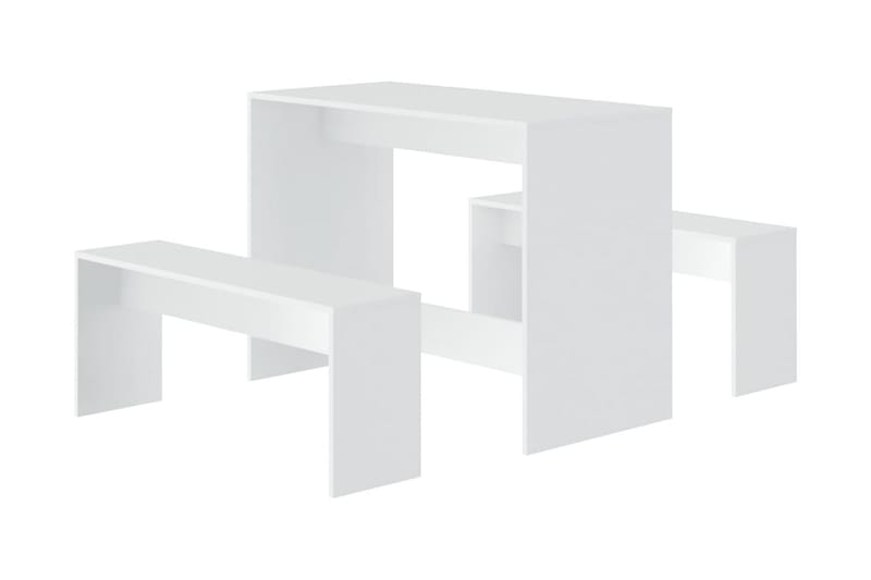 Matgrupp 3 delar vit spånskiva - Vit - Matgrupp & matbord med stolar