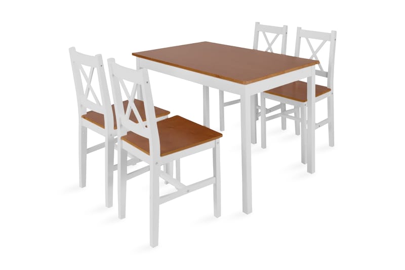 Matgrupp 5 delar brun och vit - Brun - Matgrupp & matbord med stolar
