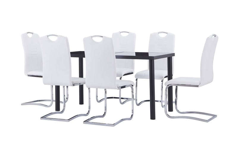 Matgrupp 7 delar konstläder vit - Vit - Matgrupp & matbord med stolar