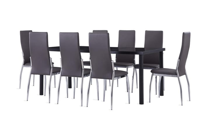 Matgrupp 9 delar konstläder grå - Grå - Matgrupp & matbord med stolar