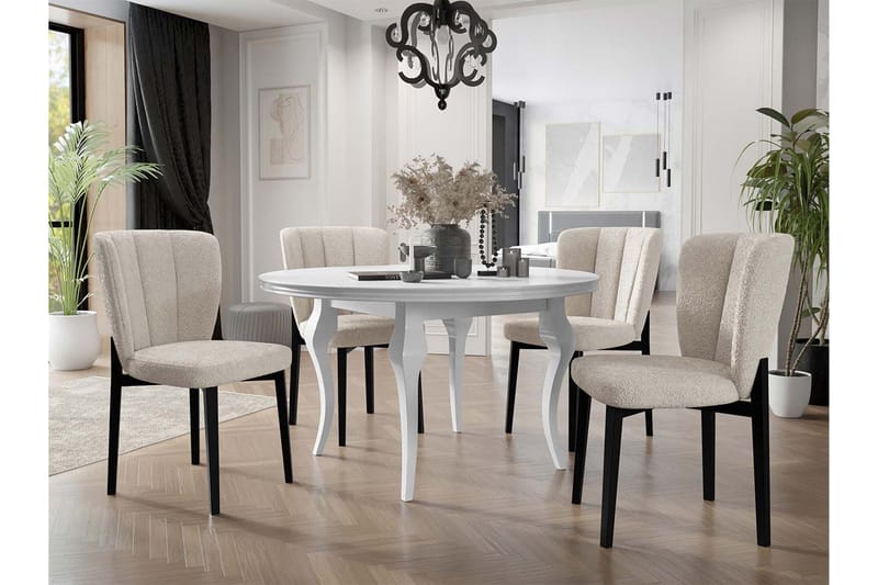 Matgrupp - Beige/Vit/Svart - Möbler - Matplats - Matgrupp & matbord med stolar
