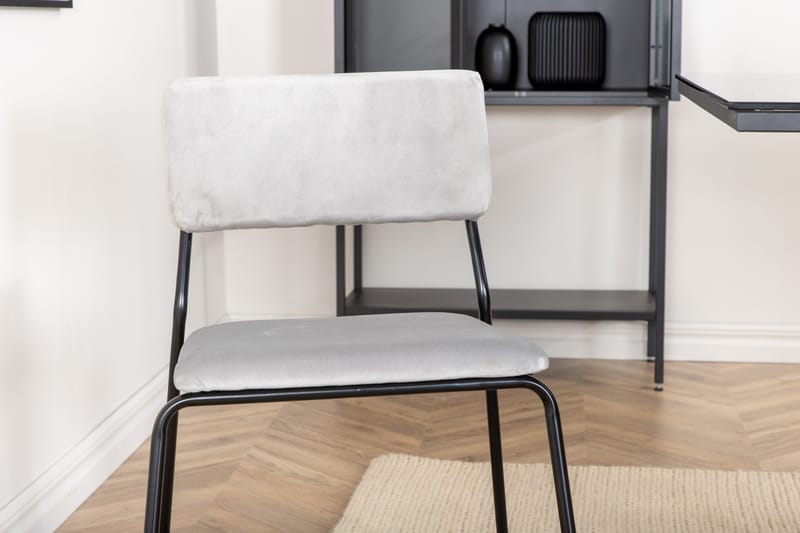 Matgrupp Leria 200 cm inkl 6 Kenth Sammetsstolar - Glas/Svart/Ljusgrå - Möbler - Matplats - Matgrupp & matbord med stolar