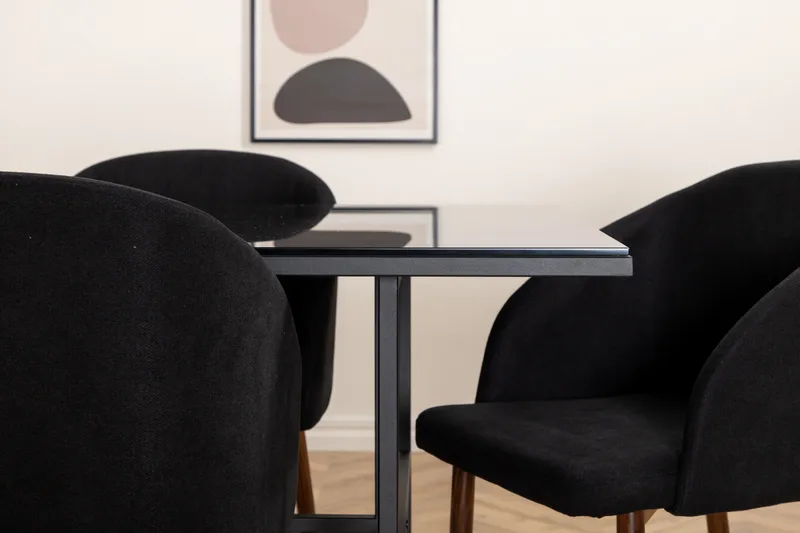 Matgrupp Leria 200 cm inkl 6 Kullersbro Stolar - Glas/Svart/Brun - Möbler - Matplats - Matgrupp & matbord med stolar