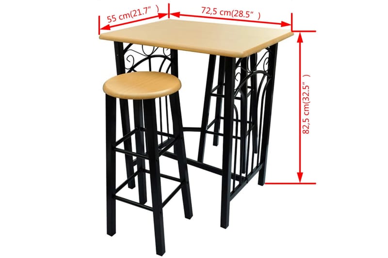 Matgrupp trä och svart stål - Beige - Matgrupp & matbord med stolar