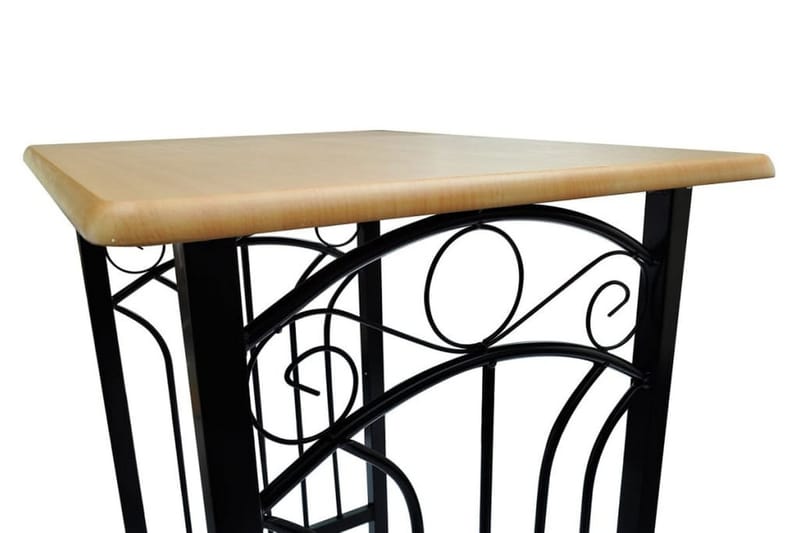 Matgrupp trä och svart stål - Beige - Matgrupp & matbord med stolar