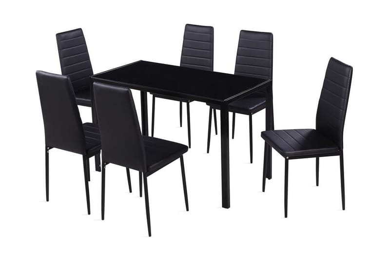 Matsalsmöbelset 7 delar svart - Svart - Matgrupp & matbord med stolar