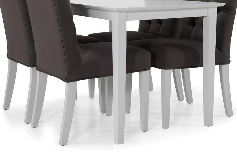 MAXIMILIAN Matbord 120 cm Vit + 4 JENCA Stolar Grå/Vit - Matgrupp & matbord med stolar