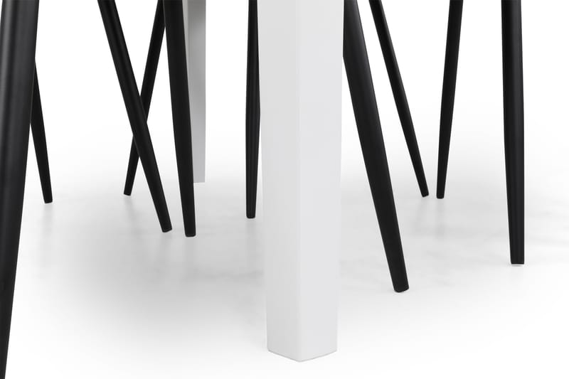 MAXIMILIAN Matbord 120 cm Vit+ 4 NIKOLAS Stolar Svart - Matgrupp & matbord med stolar