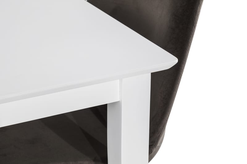 MAXIMILIAN Matbord 120 cm Vit + 4 ZENIT Stolar Sammet Grå - Matgrupp & matbord med stolar