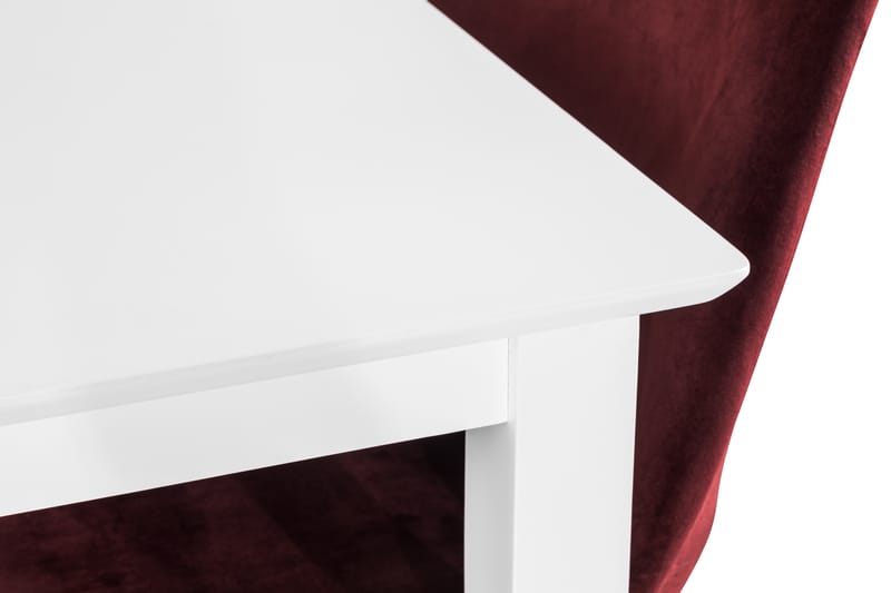 MAXIMILIAN Matbord 120 cm Vit + 4 ZENIT Stolar Sammet Röd - Matgrupp & matbord med stolar
