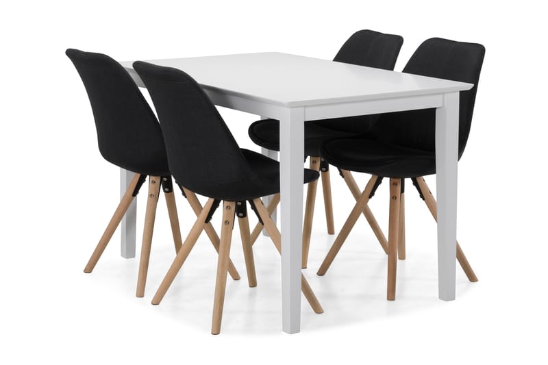 MELROSE Matbord + 4 MARION Stol Vit/Mörkgrå - Matgrupp & matbord med stolar