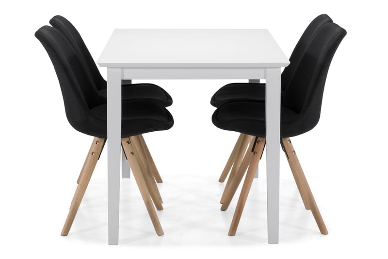 MELROSE Matbord + 4 MARION Stol Vit/Mörkgrå - Matgrupp & matbord med stolar